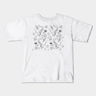 Black Line Space Icon Pattern Kids T-Shirt